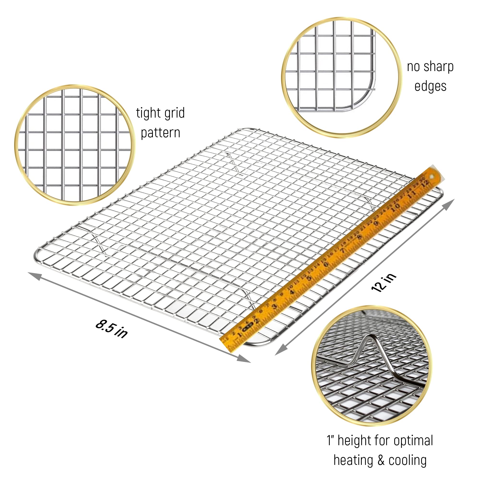 Kitchenatics stainless steel quarter-sheet rack highlights compact durable design.
