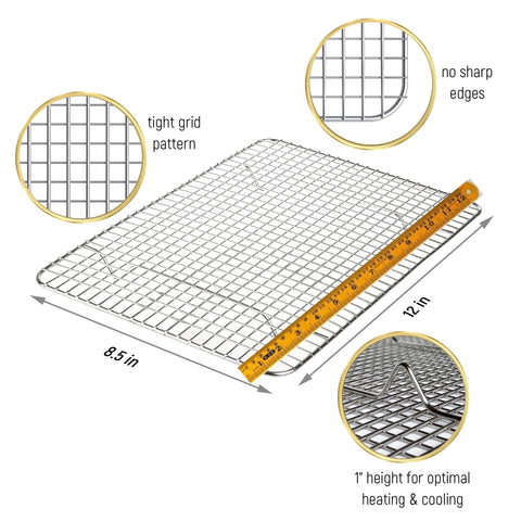 Kitchenatics stainless steel quarter-sheet rack highlights compact durable design.