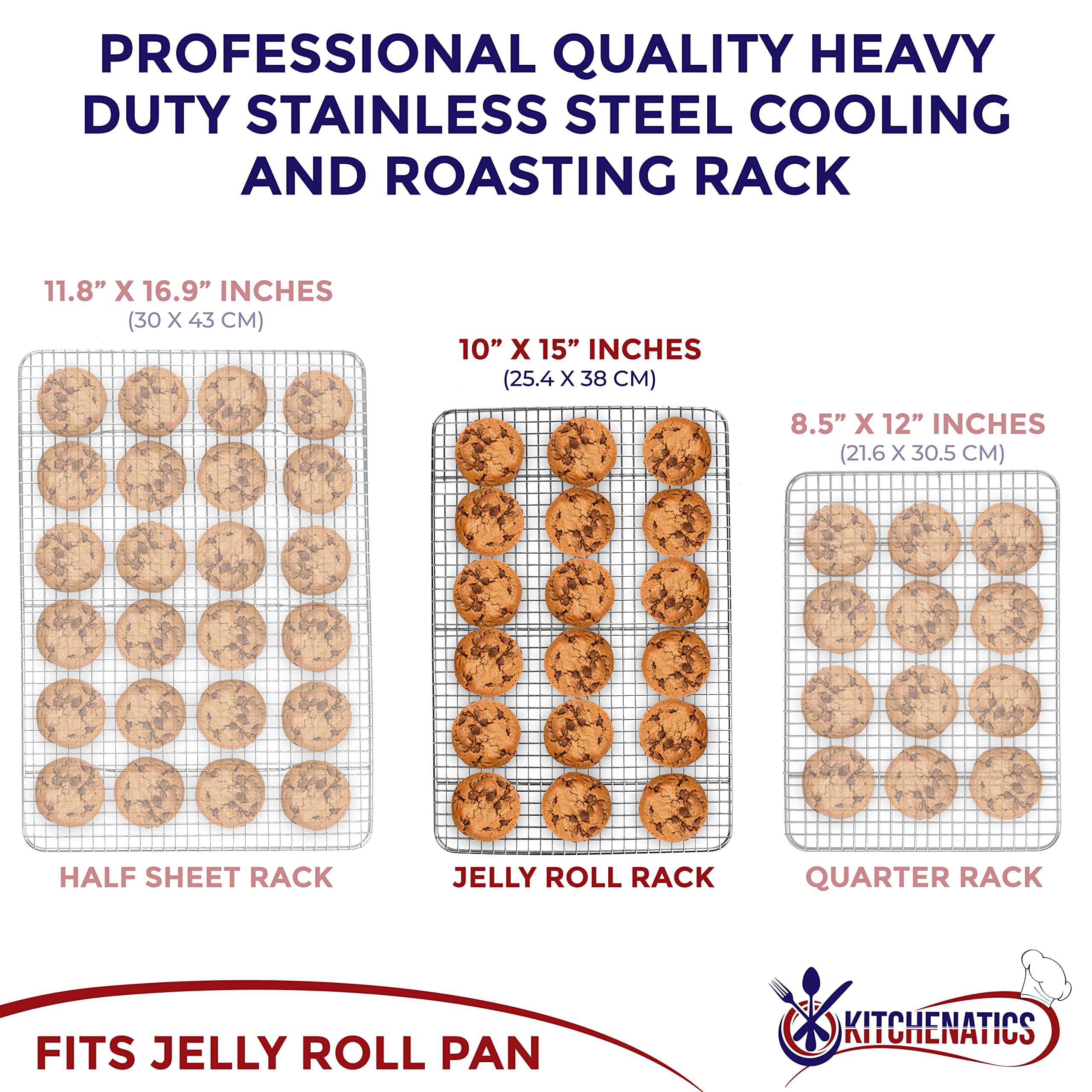 KITCHENATICS stainless steel wire rack on oven shelf for improved air flow
