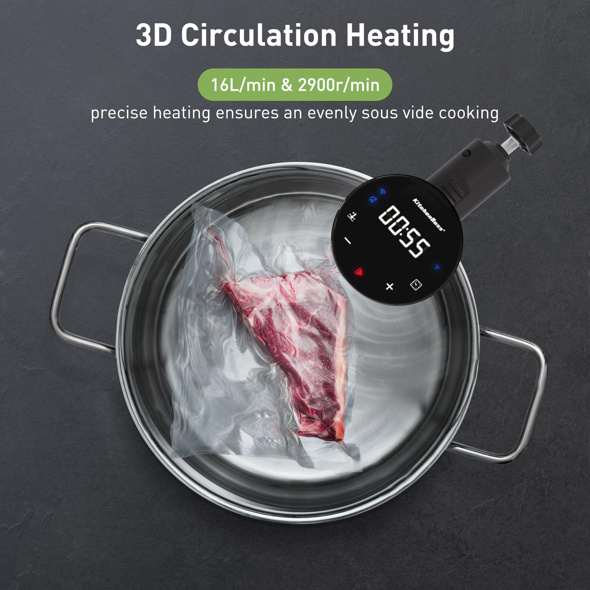 KitchenBoss ipx7 waterproof design allows thorough cleaning and water immersion