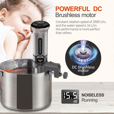 KitchenBoss sous vide cooker brushless DC motor for reliable performance