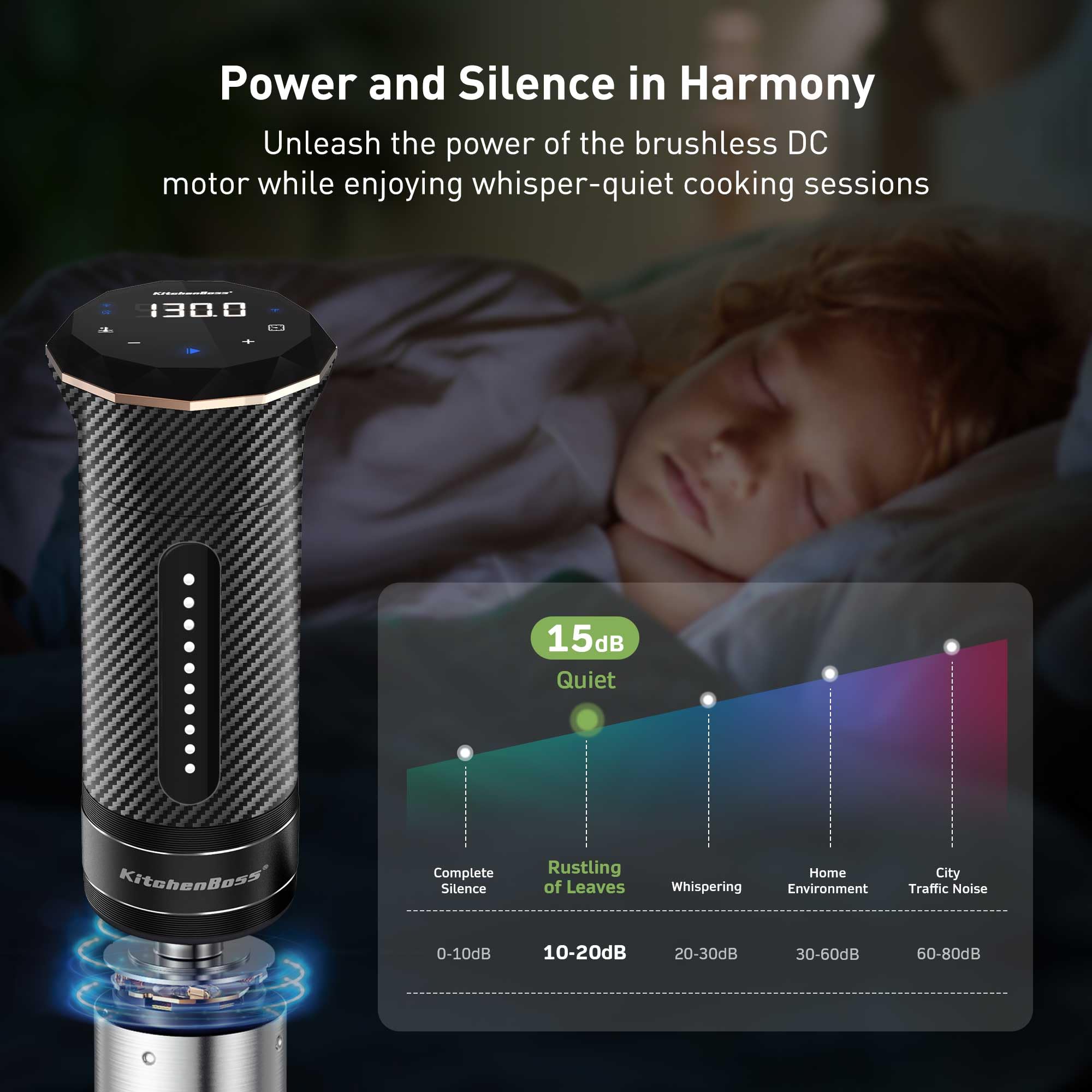 KitchenBoss wifi sous vide cooker app control demonstrates remote setup for convenient cooking.