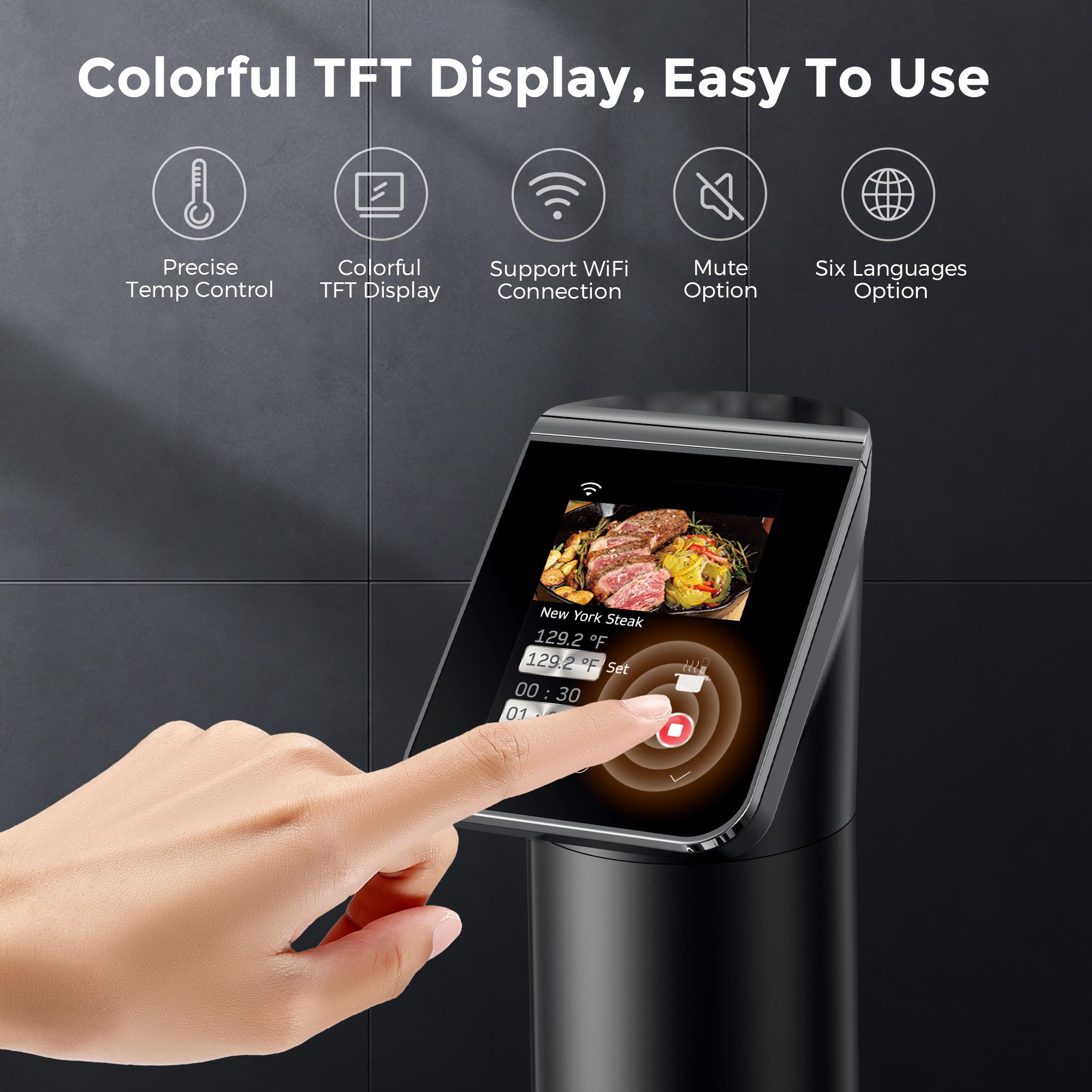 KitchenBoss app control showing remote temperature and time settings for convenience.
