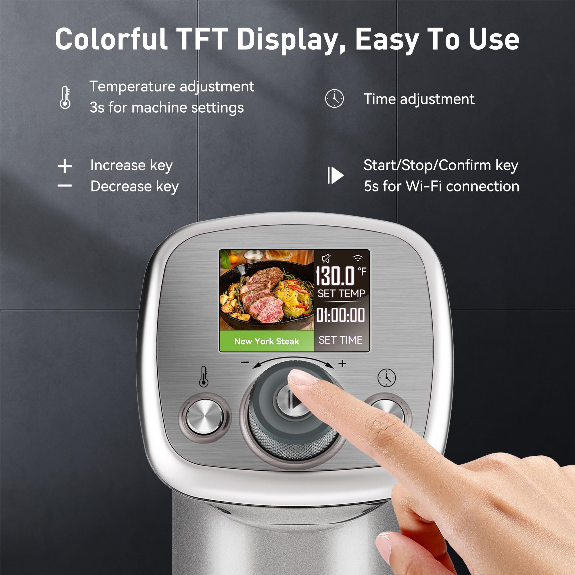 KitchenBoss with color TFT display shows recipes at a glance for precise timing