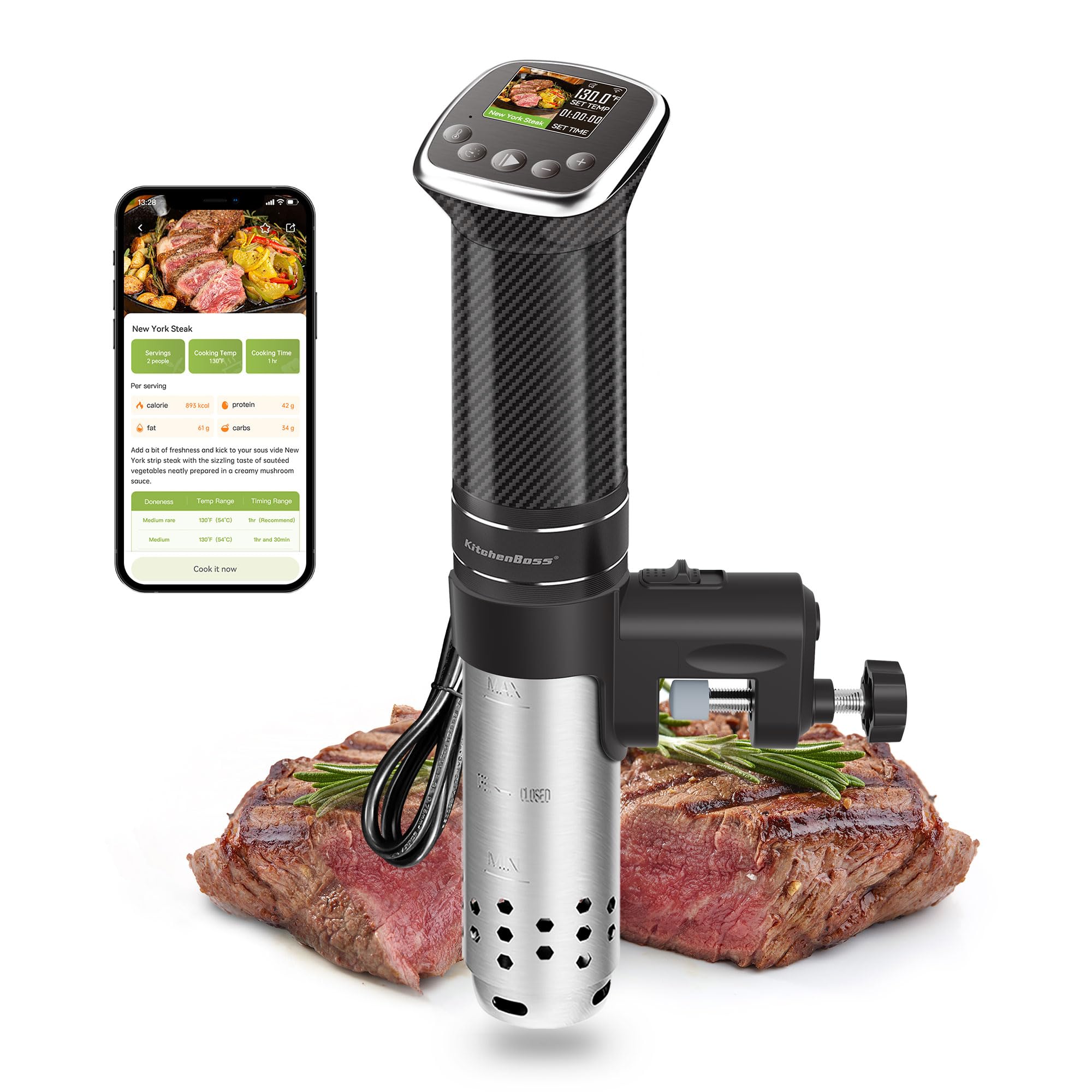 KitchenBoss wifi sous vide cooker quiet operation for peaceful cooking sessions