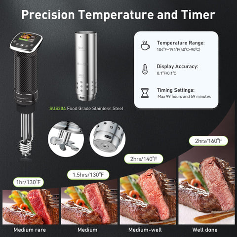 KitchenBoss wifi sous vide cooker 20 L/min flow for even heating