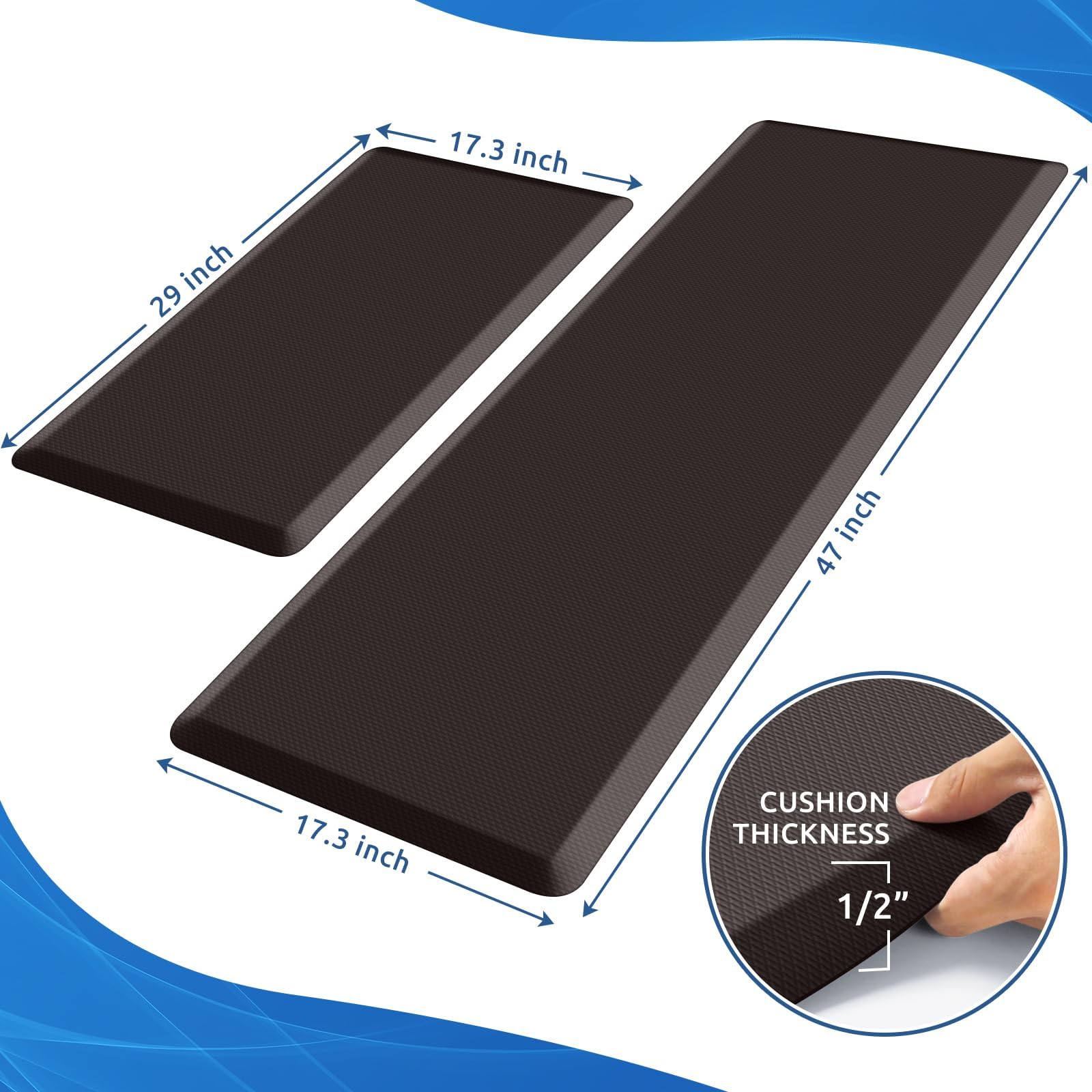 KitchenClouds 29x17 mat provides compact support at the sink and prep area.
