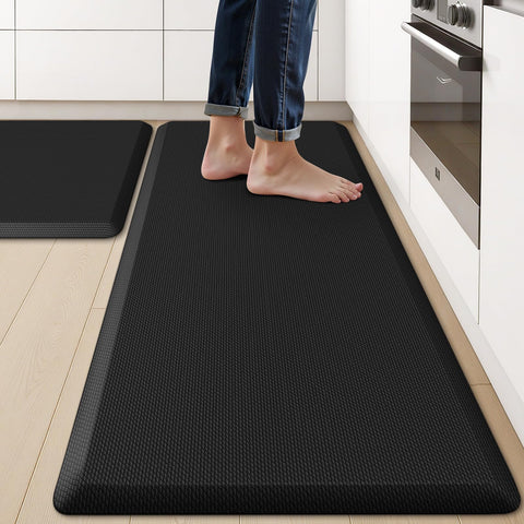KitchenClouds anti-fatigue two-piece kitchen mats provide comfortable standing support.