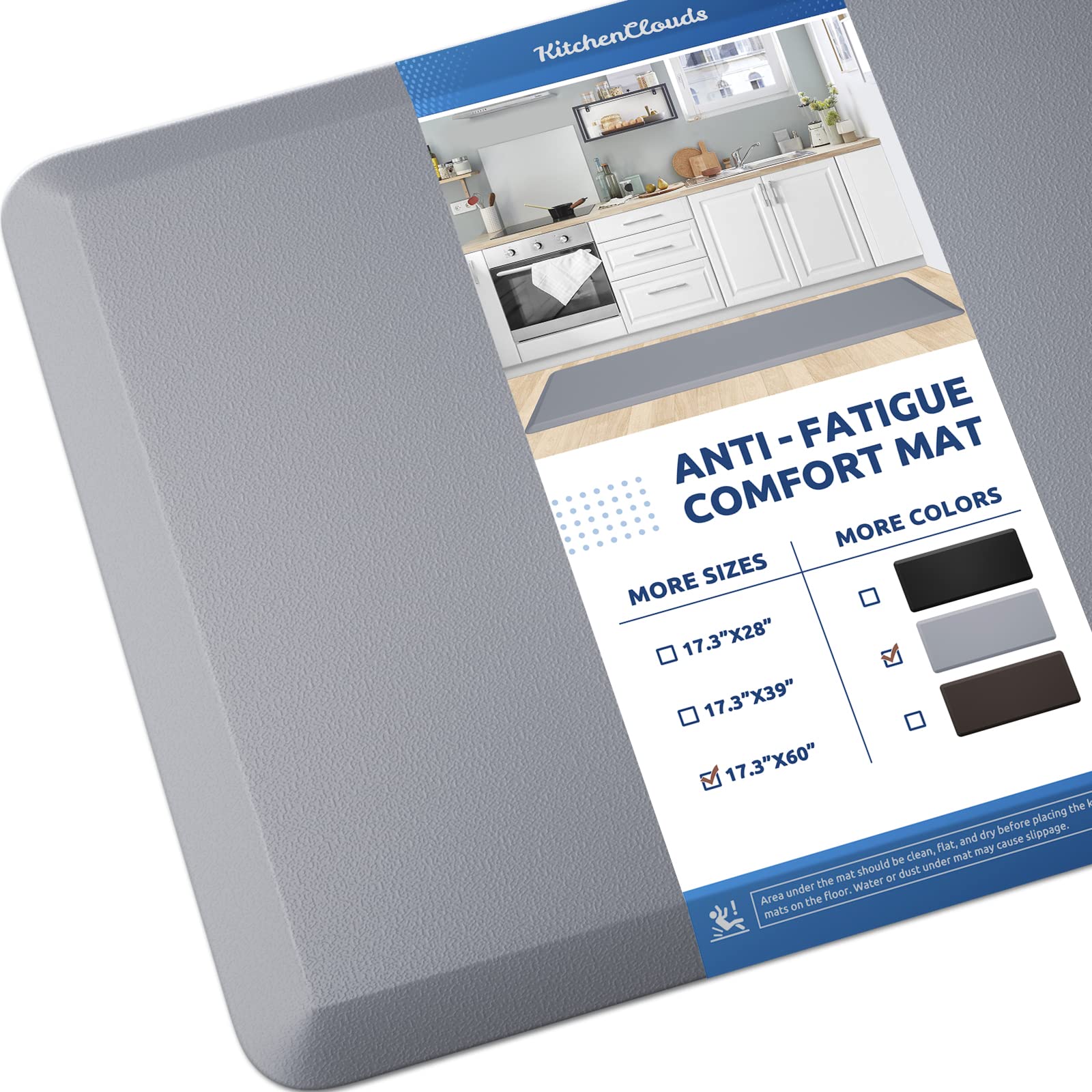 KitchenClouds cushioned-foam rug top view for comfortable standing during cooking.