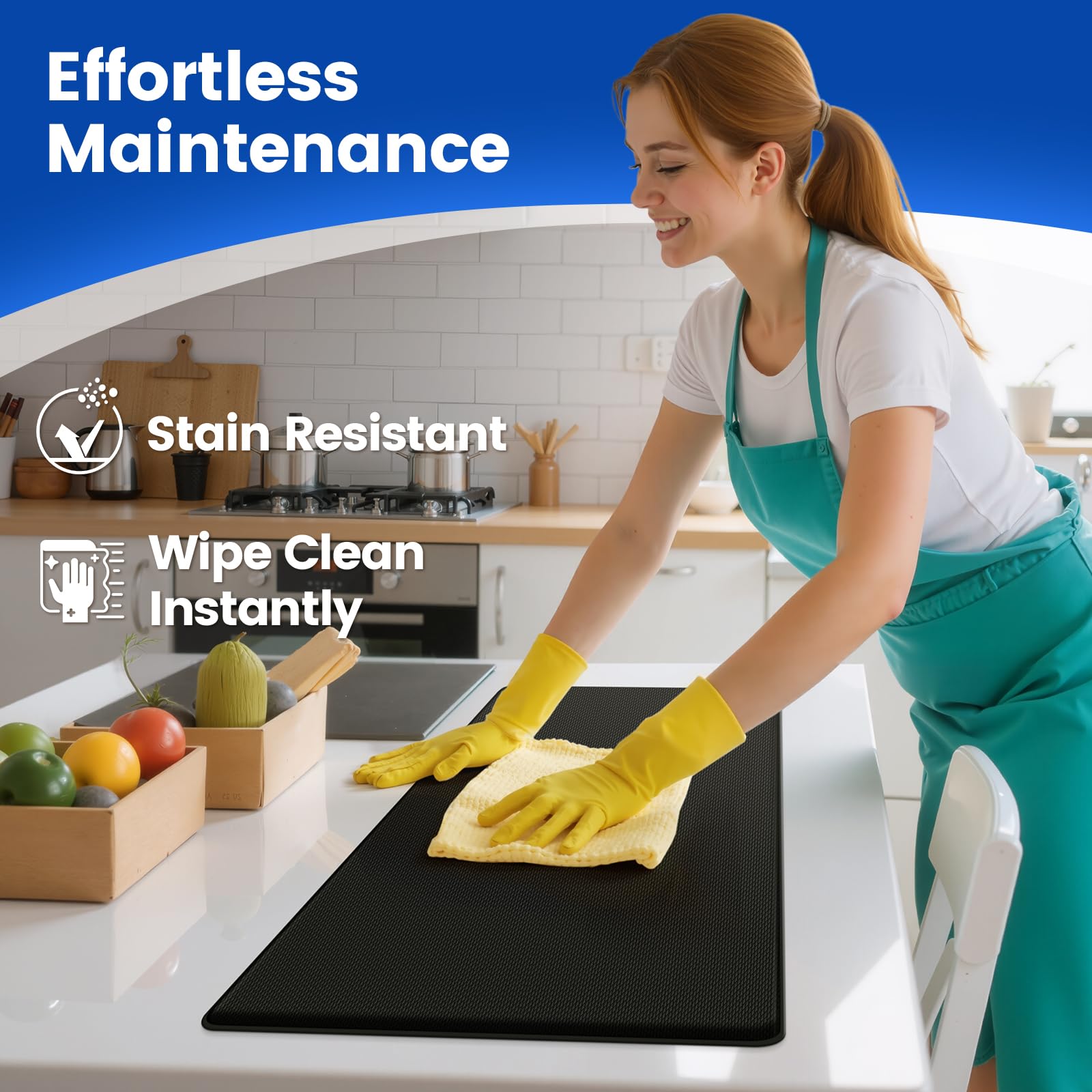 KitchenClouds easy-clean surface simplifies spill cleanup and maintenance.