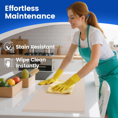 KitchenClouds khaki kitchen mats blend with any decor.