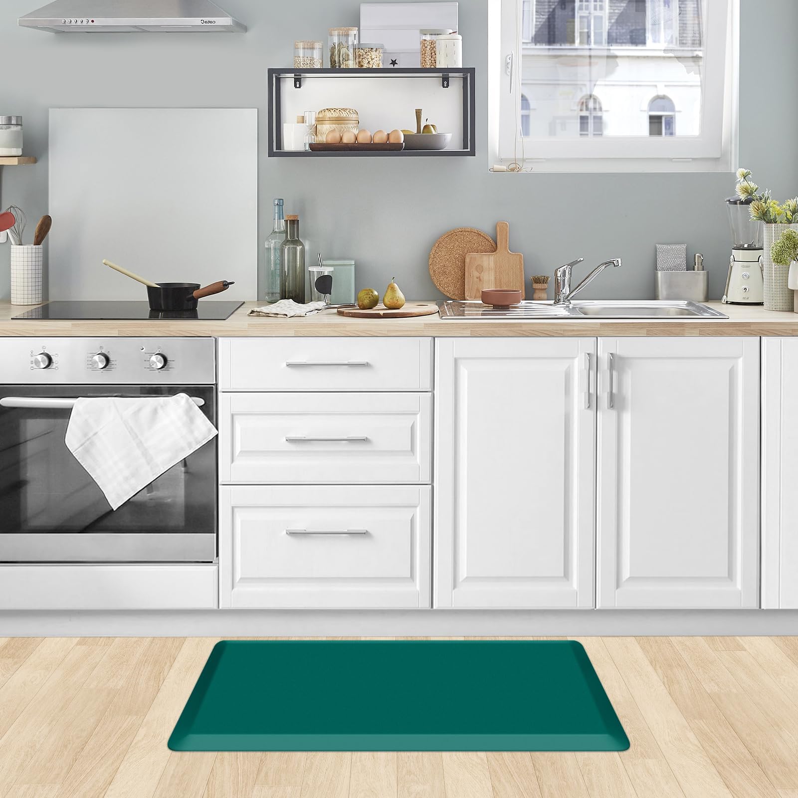 KitchenClouds comfortable standing mat for prep, cleaning, and desk tasks.