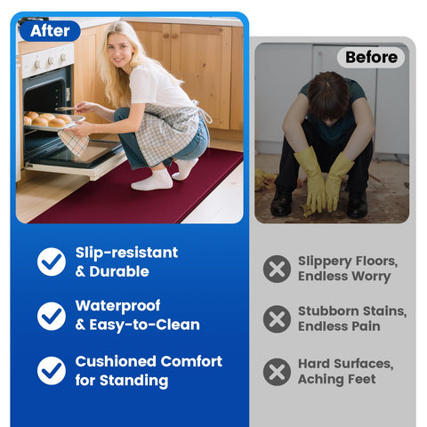 KitchenClouds mat in use on wood floor for stability during cooking