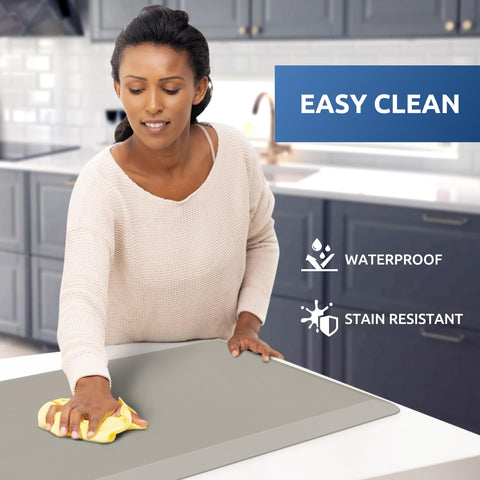 KitchenClouds Kitchen Mat features a non-slip bottom for safety