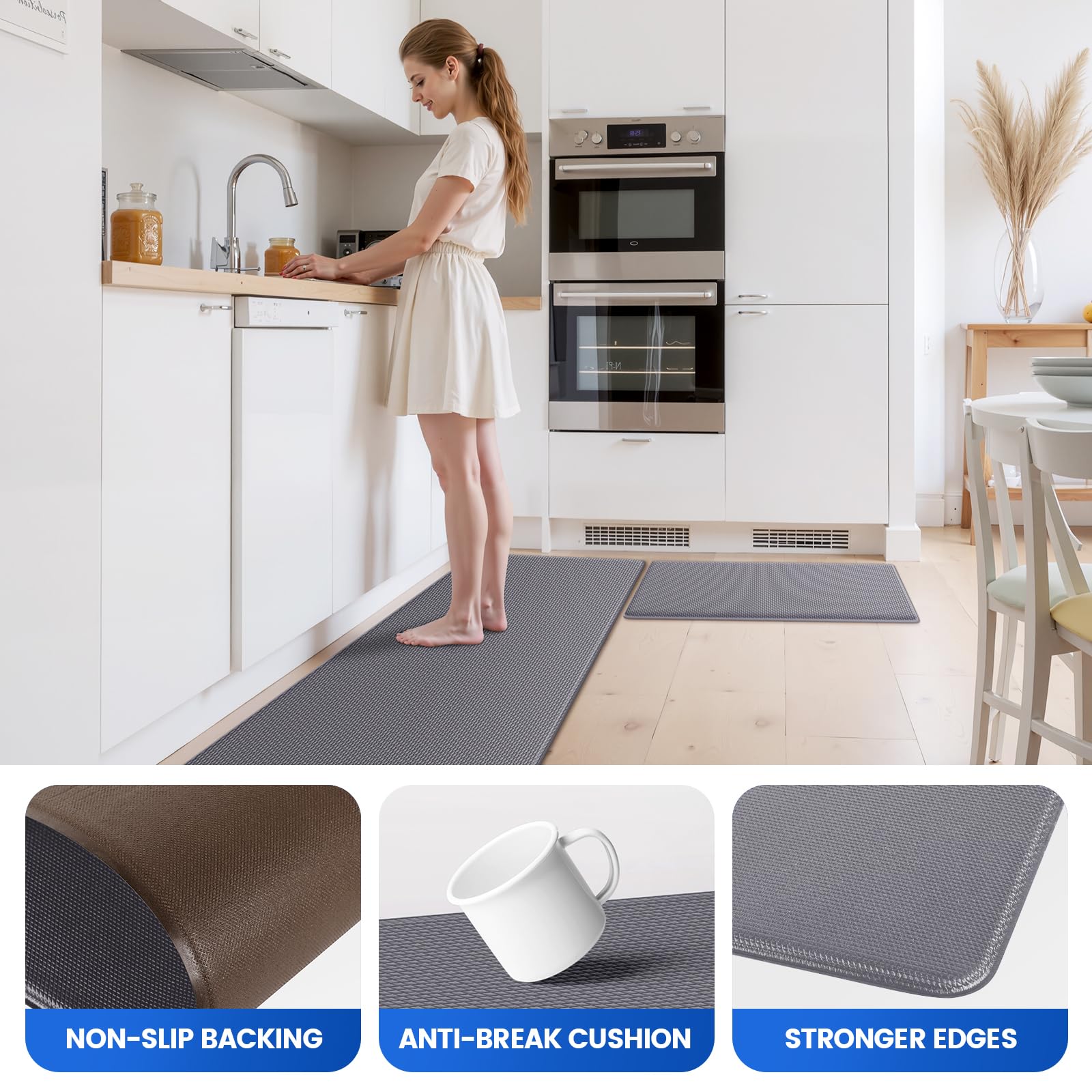 KitchenClouds kitchen mats large area coverage supports standing across prep zones.