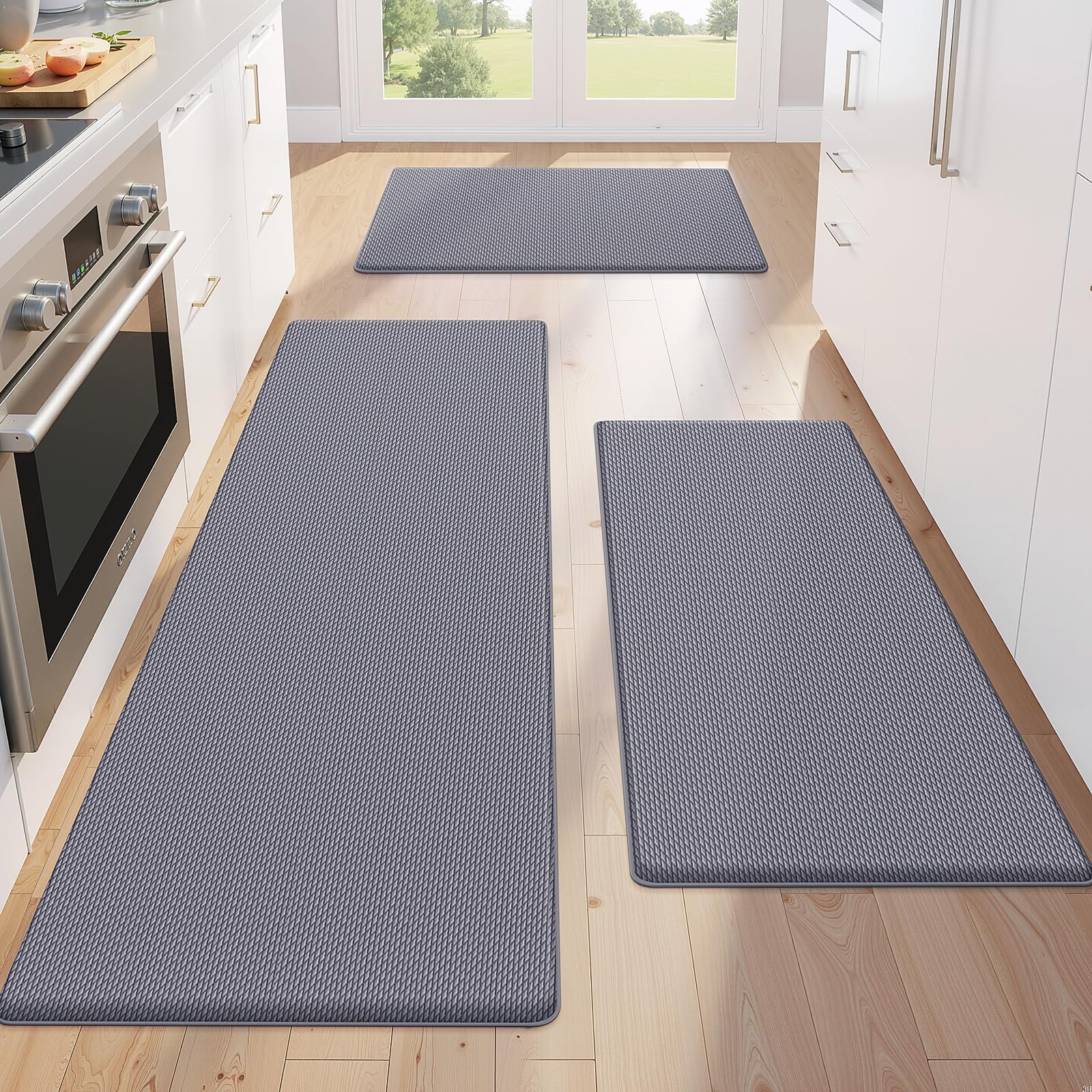 KitchenClouds kitchen mats hero view for spacious, comfortable standing in kitchens.