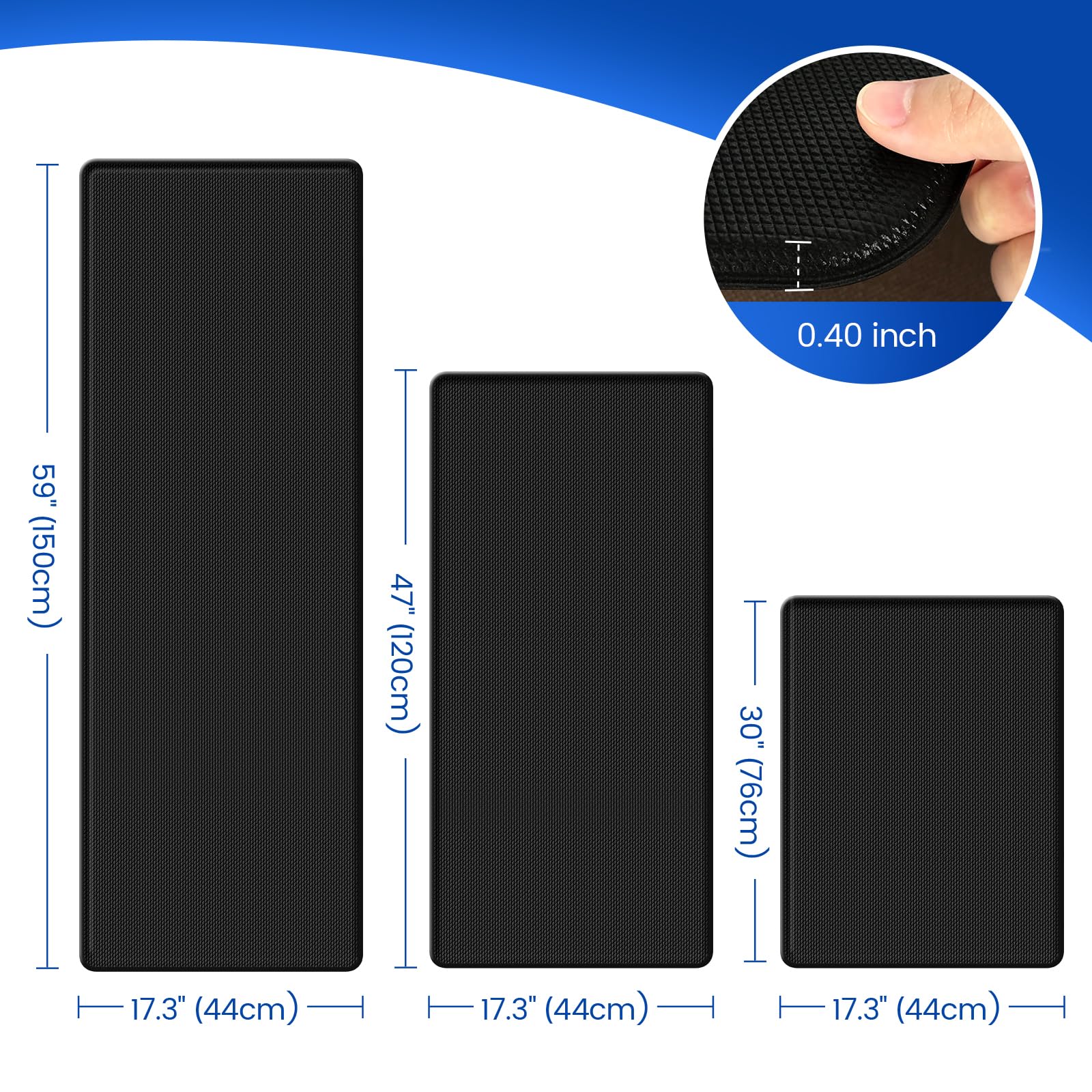 KitchenClouds non-slip backing keeps mats in place on various floor surfaces.