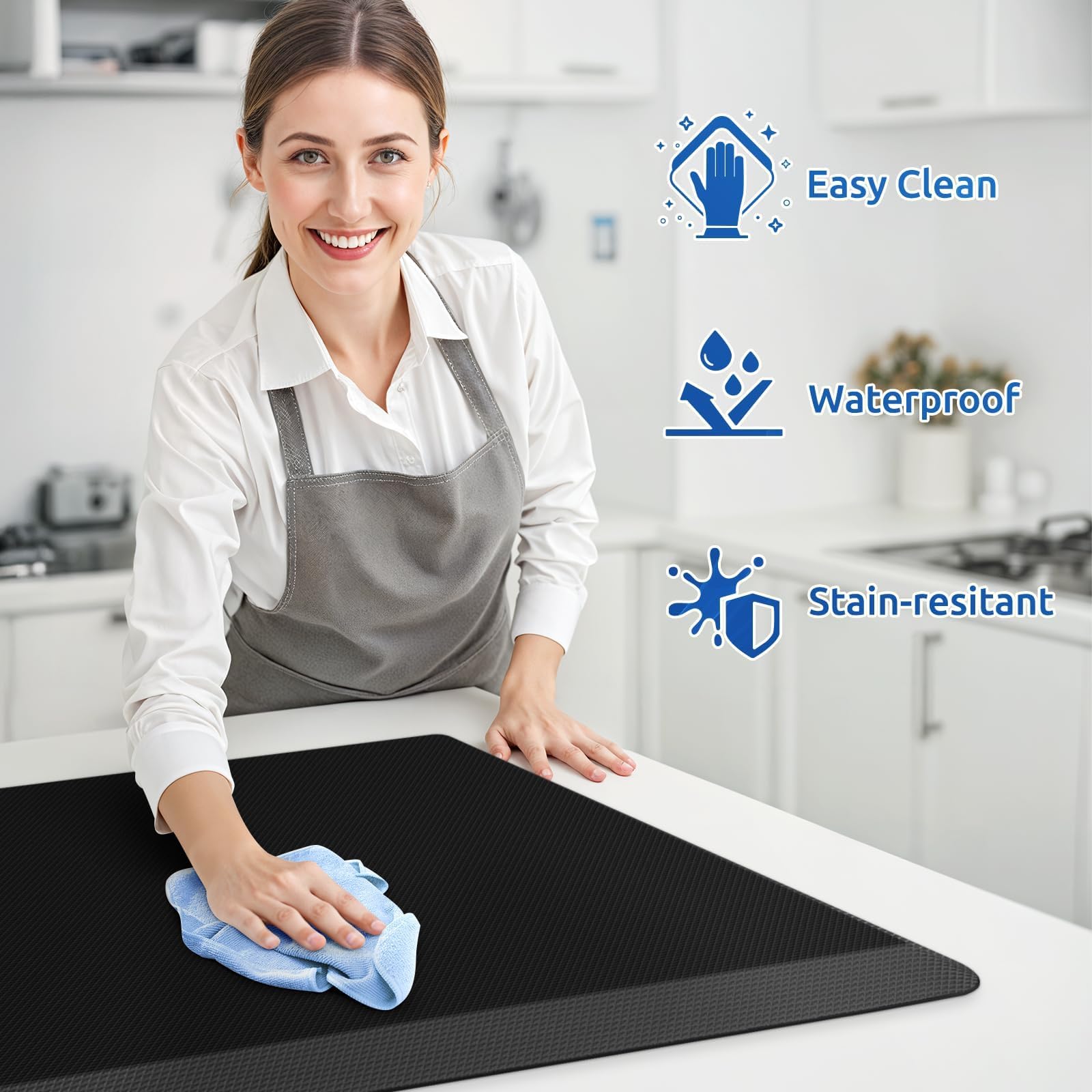 KitchenClouds non-slip bottom design keeps mats in place during cooking.