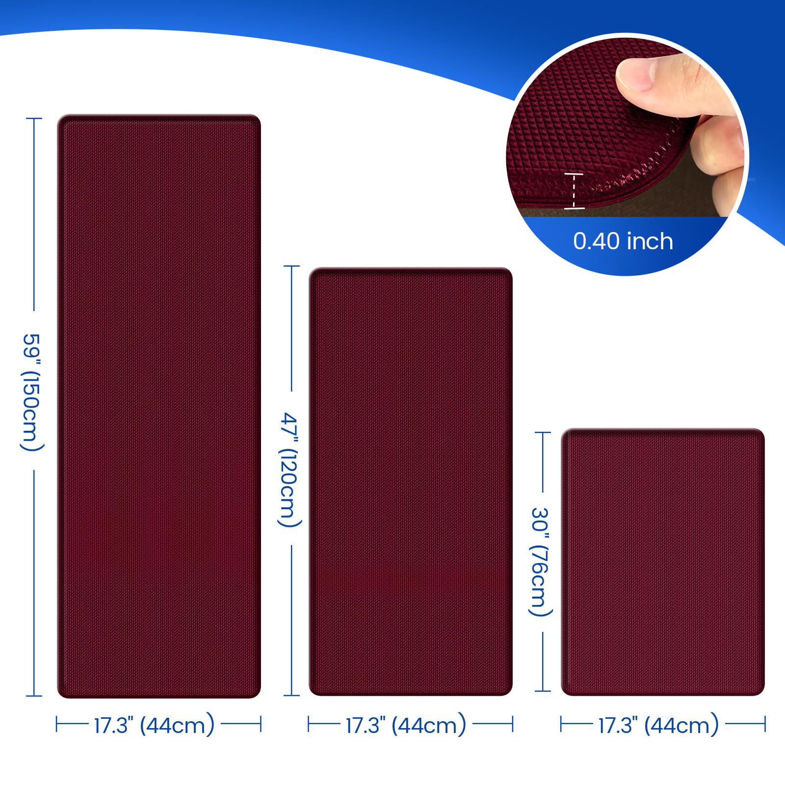KitchenClouds non-slip backing keeps mats secure on tile floors, reducing slip risk