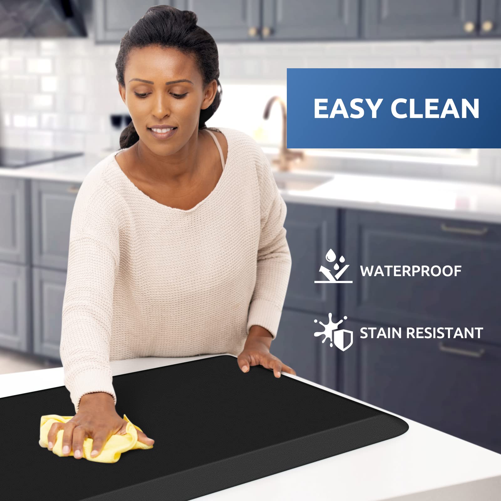 Bottom design of KitchenClouds mat highlighting non-slip diamond texture.
