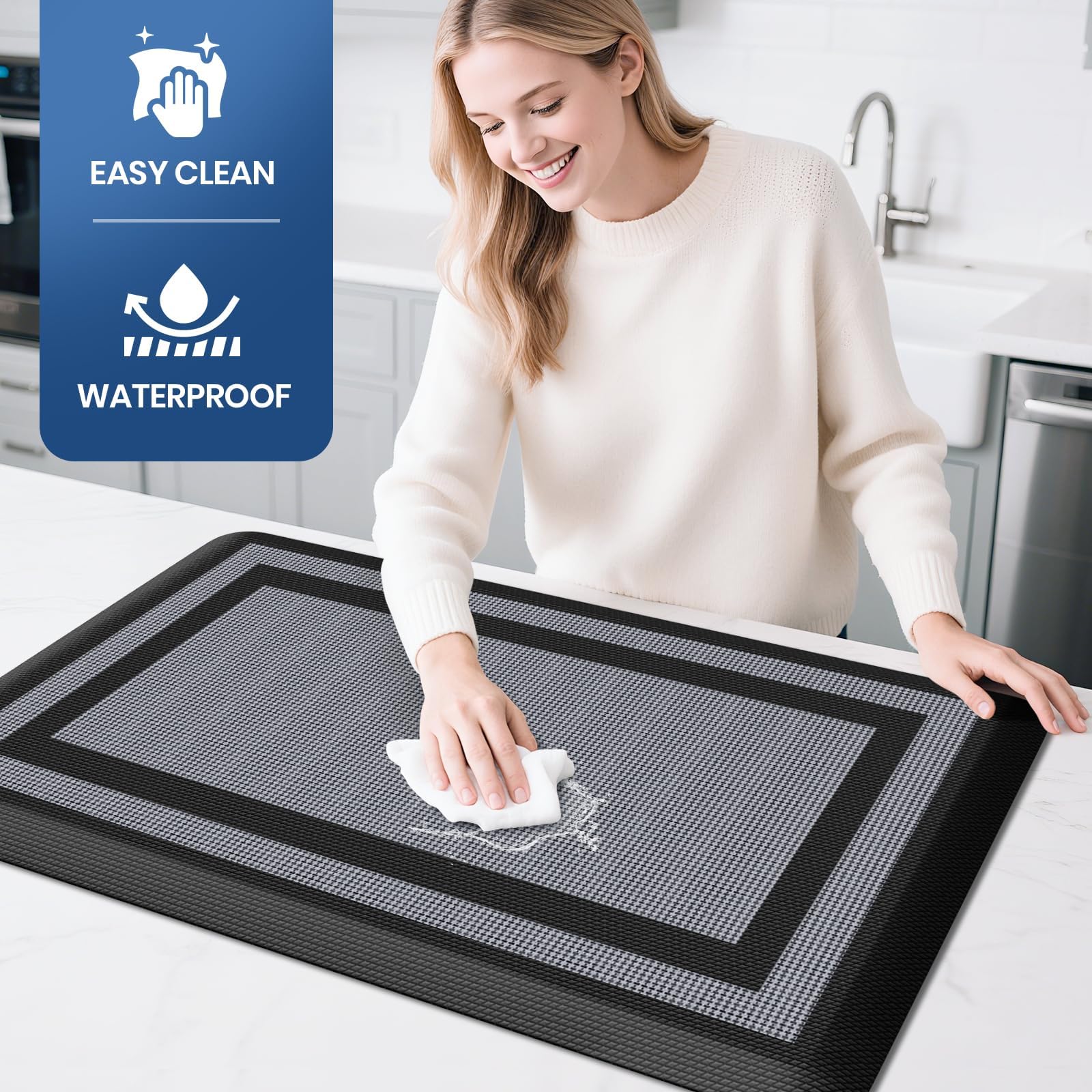 KitchenClouds non-slip backing keeps rug securely in place on floors