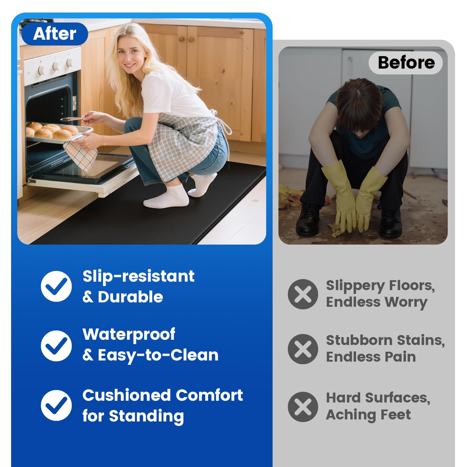 KitchenClouds office mat ideal for standing desk or kitchen prep.