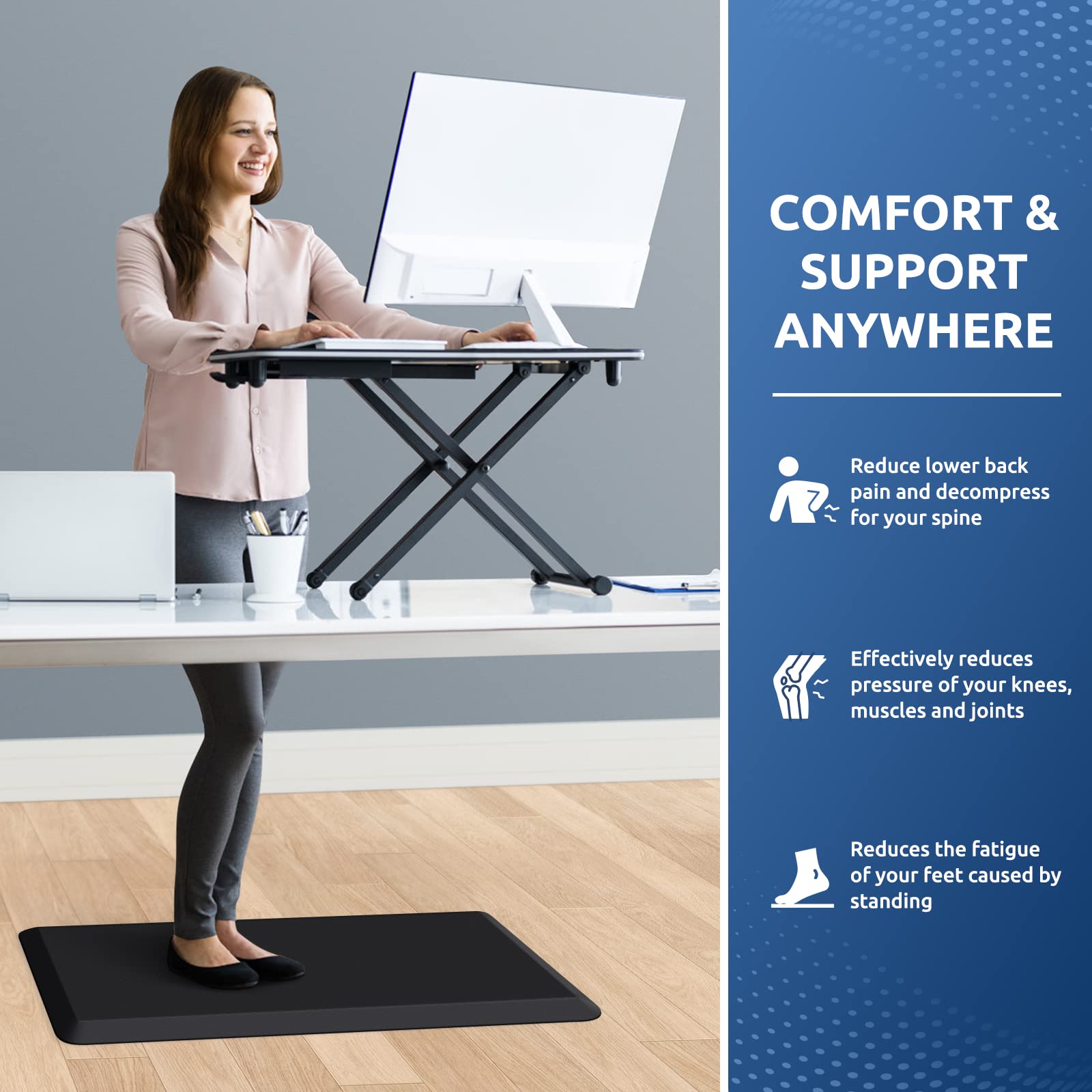 Waterproof surface of KitchenClouds mat for easy cleaning and spills.