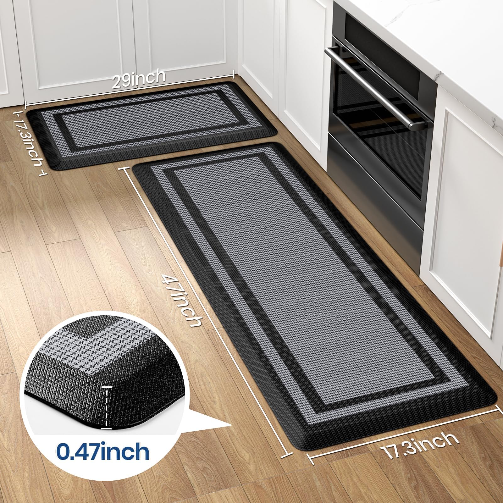 KitchenClouds waterproof kitchen mat with quick wipe-clean surface