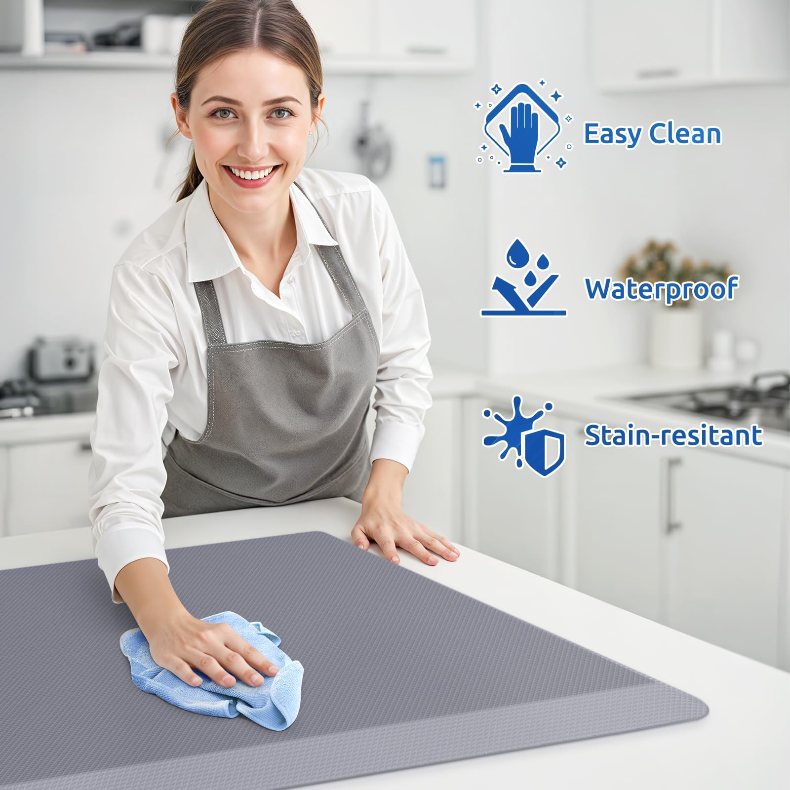 KitchenClouds waterproof, stain-resistant surface cleans easily after spills