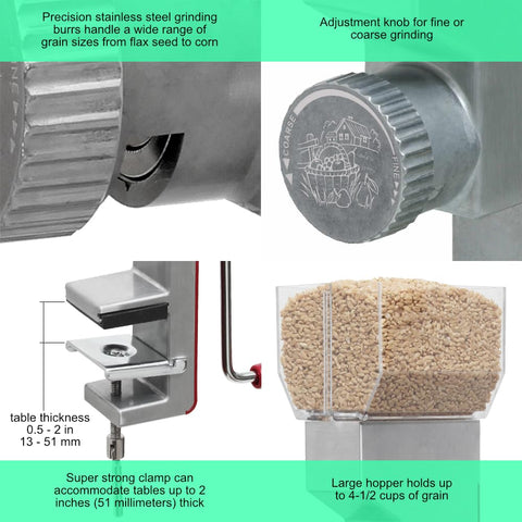 Kitchen Crop VKP Deluxe hand-crank operation highlights quiet manual grinding flexibility