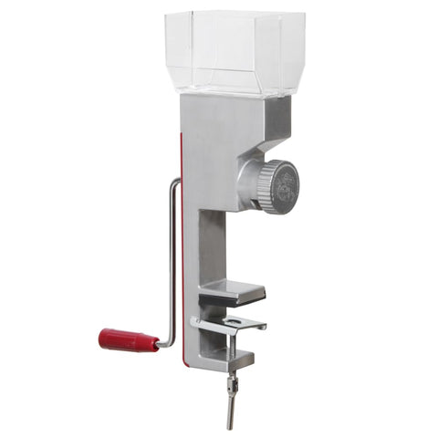 Kitchen Crop VKP Deluxe grain mill top view shows sturdy burrs for multi-grain grinding