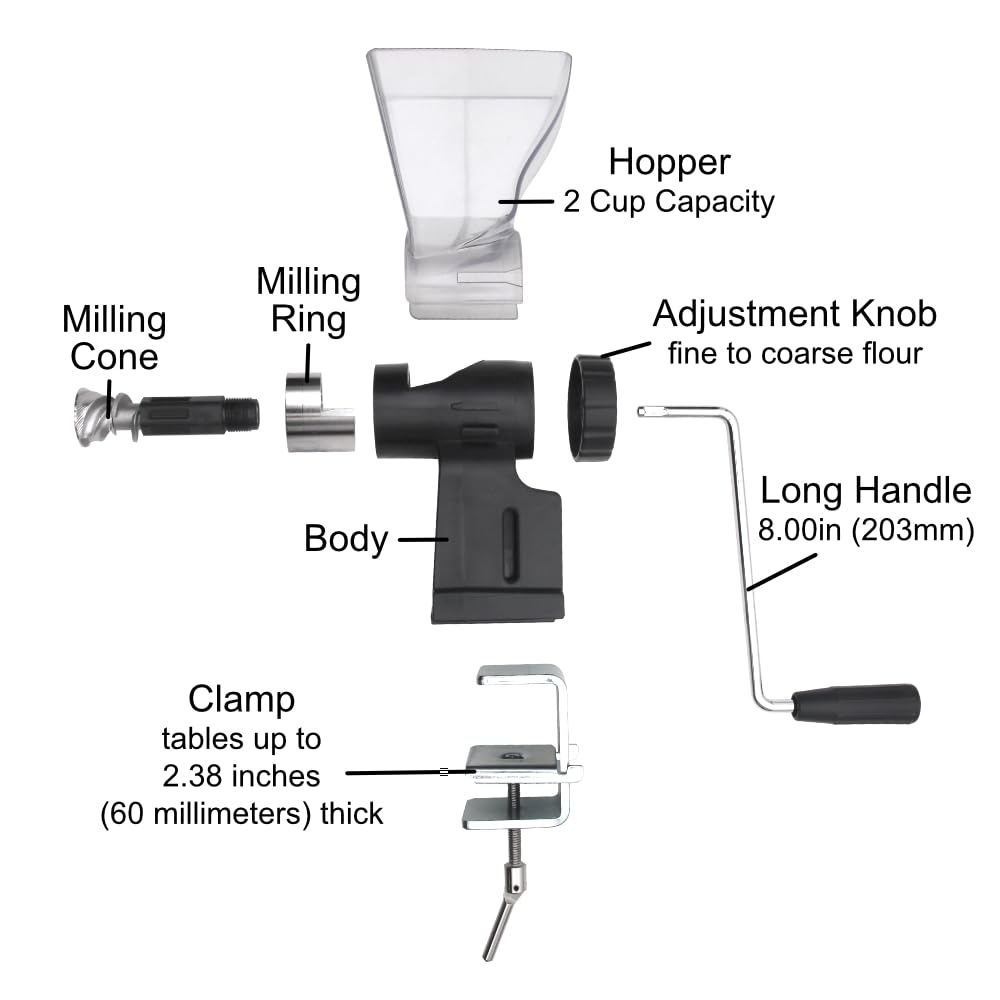 KITCHEN CROP hand crank operation demonstrates manual grinding control