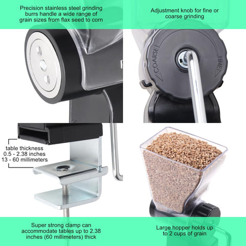 KITCHEN CROP hopper capacity of 2 cups for efficient small-batch milling