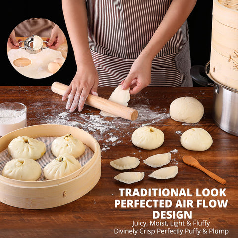 KitchenCrust 2-Tier steamer ready for dumplings and dim sum.