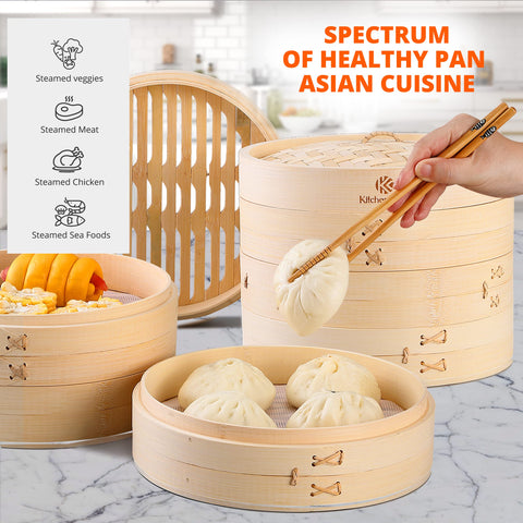 KitchenCrust steamed vegetables and buns retain texture and flavors.