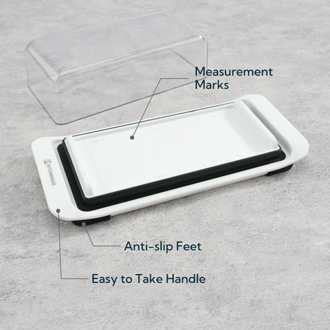 KITCHENDAO butter dish shows two sticks securely with capacity marks