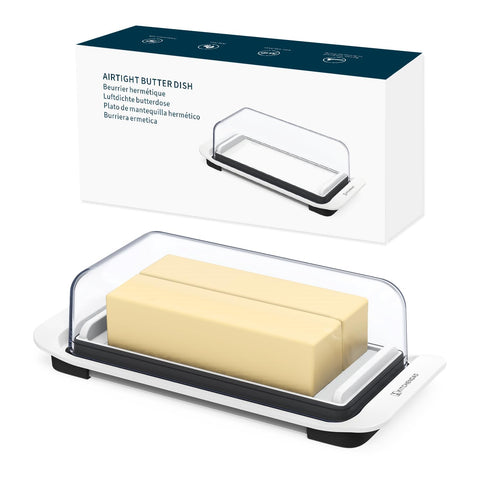 KITCHENDAO butter dish with lid close up showing airtight seal for freshness