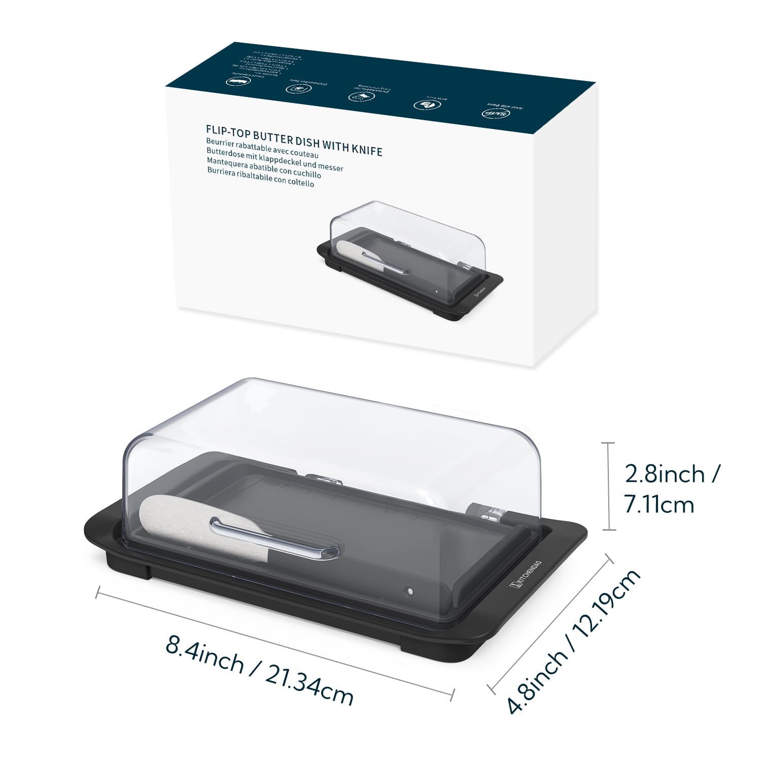 KITCHENDAO dishwasher safe butter dish with removable lid for easy cleaning