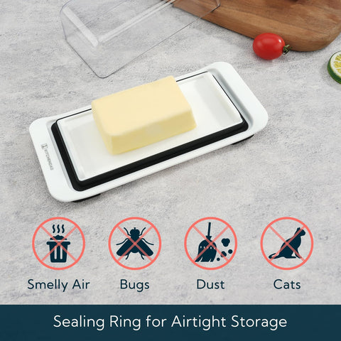 KITCHENDAO butter keeper inside view demonstrating spacious two stick capacity