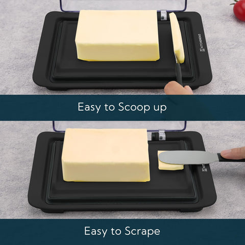 KITCHENDAO butter dish with side stoppers for easy scooping and scraping