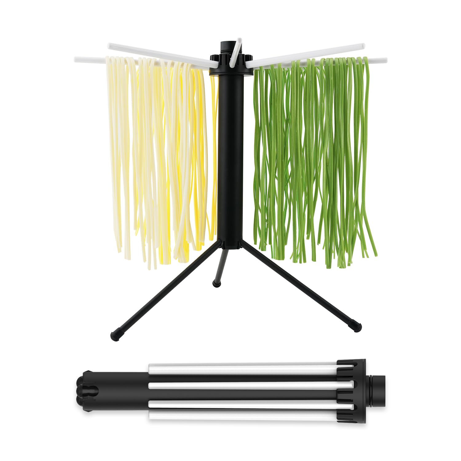 KITCHENDAO collapsible pasta drying rack folded compactly for storage
