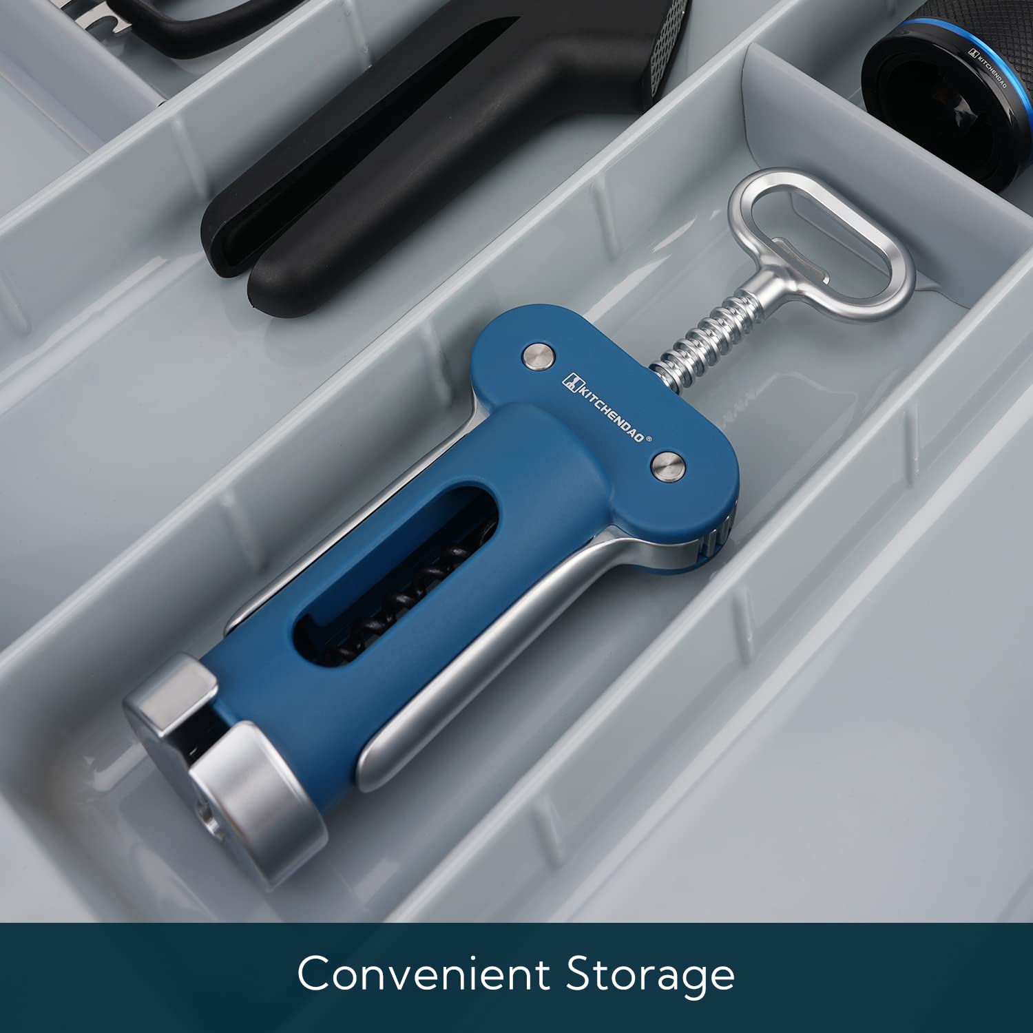 KITCHENDAO easy-storage design fits neatly on a counter or in a drawer.