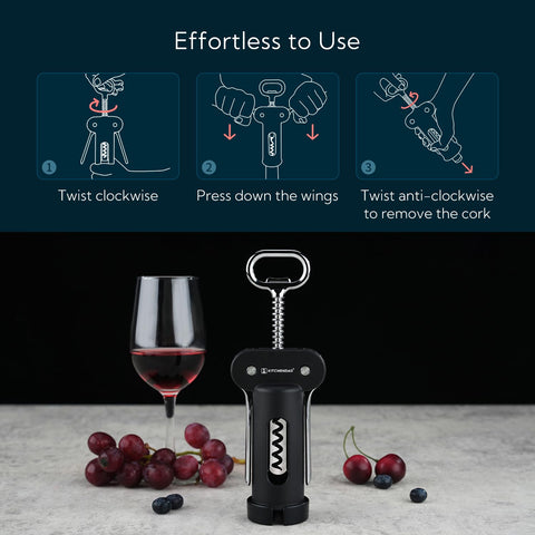 Easy twist action of KITCHENDAO wing corkscrew demonstrated