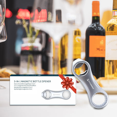 Fridge mounted magnet keeps KITCHENDAO opener within reach