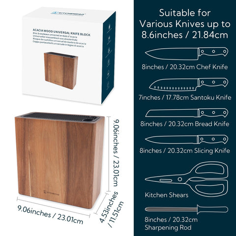 KITCHENDAO XL acacia block ventilation openings promote quick drying and rust prevention.