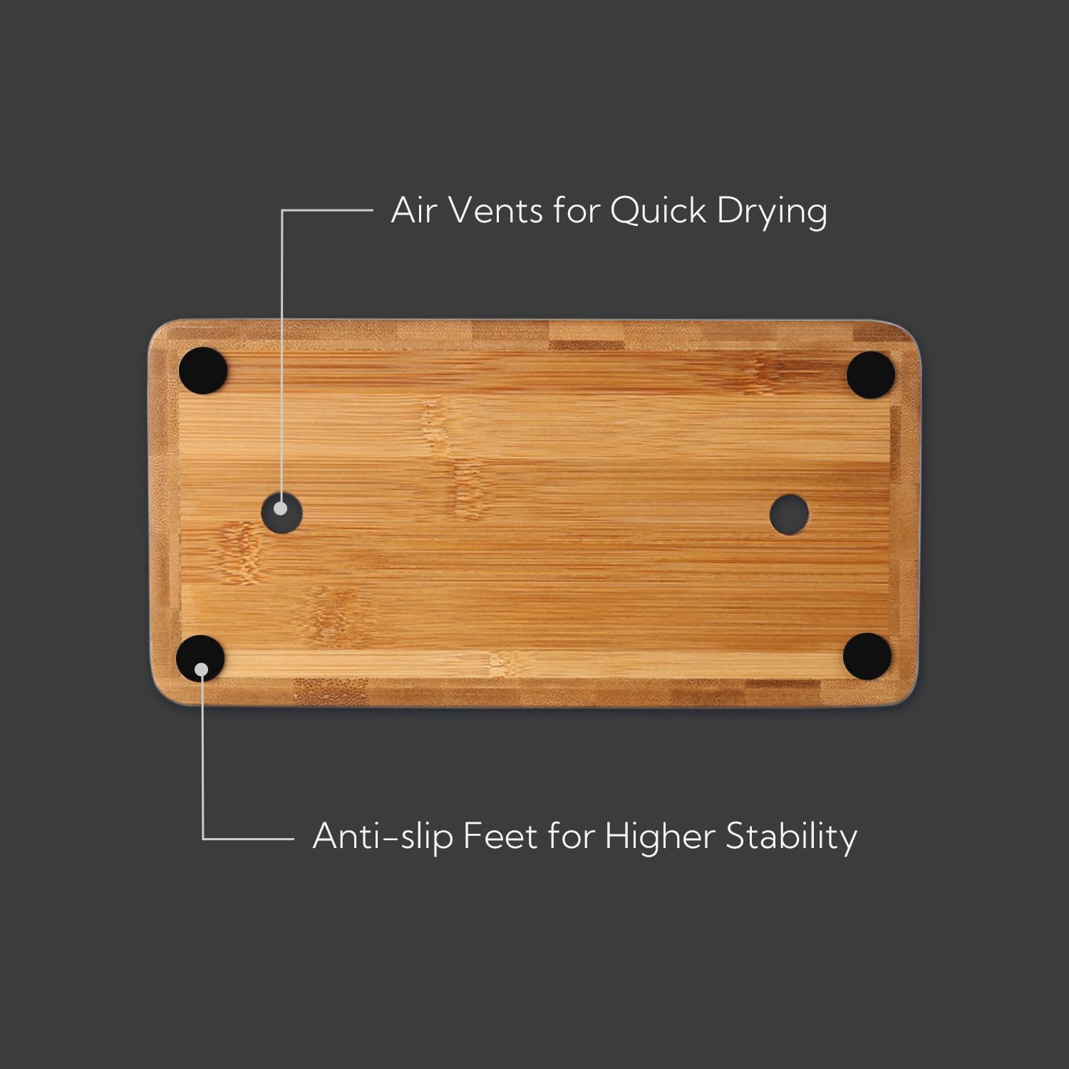 KITCHENDAO XL Bamboo Knife Block anti-slip feet in use on counter.