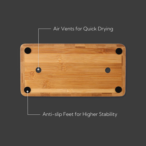 KITCHENDAO XL Bamboo Knife Block anti-slip feet in use on counter.