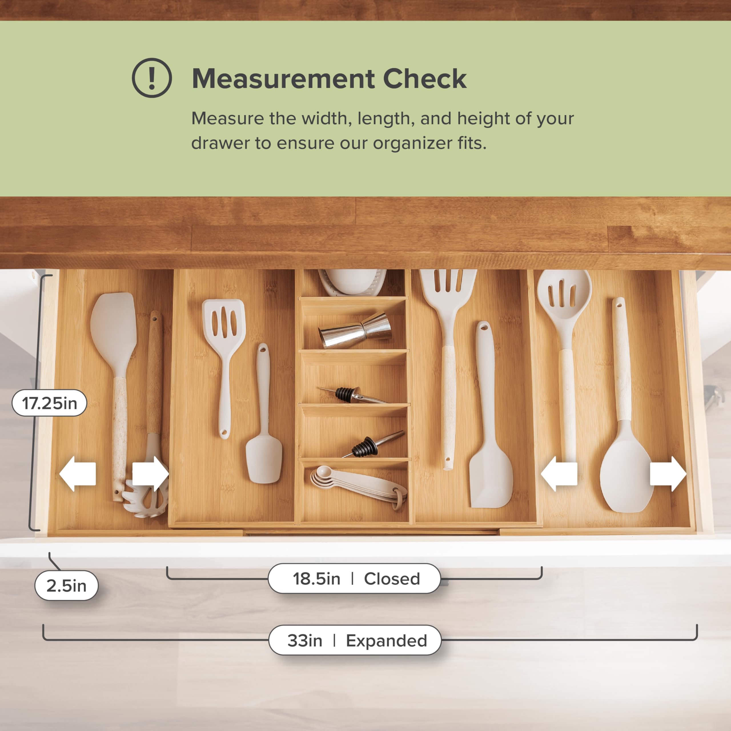 KitchenEdge in-drawer organization keeps utensils within easy reach