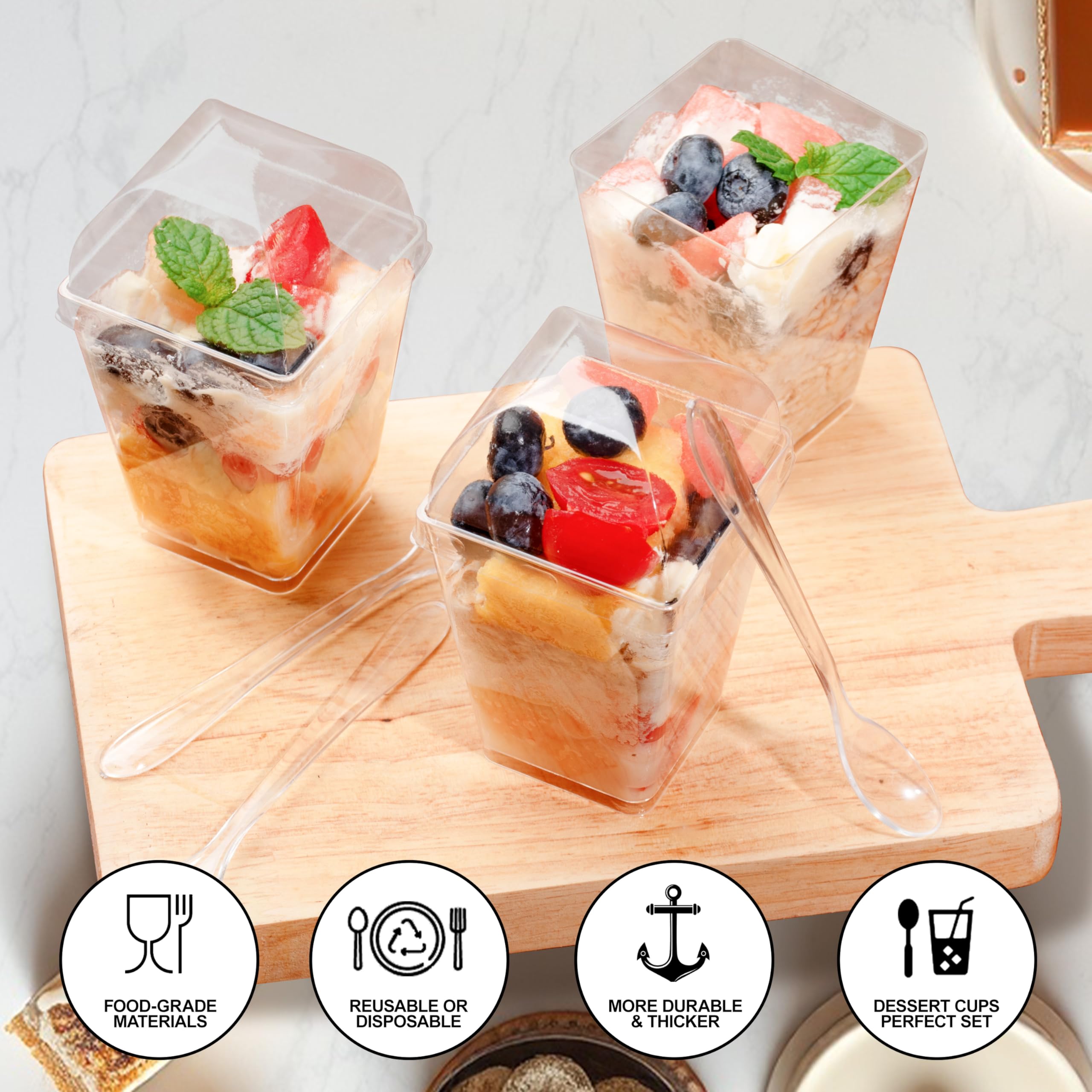 KitchenHex parfait cups ideal for yogurt and layered treats at events