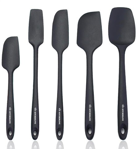 KITCHENLOVE premium spatula set in red and black with 600°F heat resistance for baking.